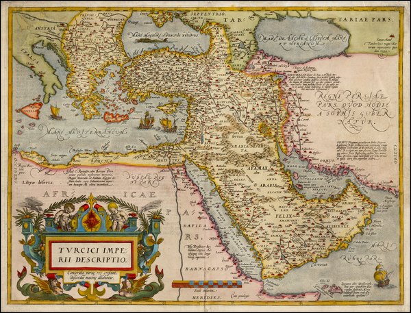 44-Turkey, Mediterranean, Middle East and Turkey & Asia Minor Map By Abraham Ortelius