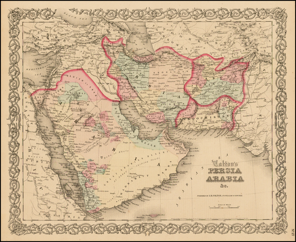 46-Central Asia & Caucasus and Middle East Map By Joseph Hutchins Colton