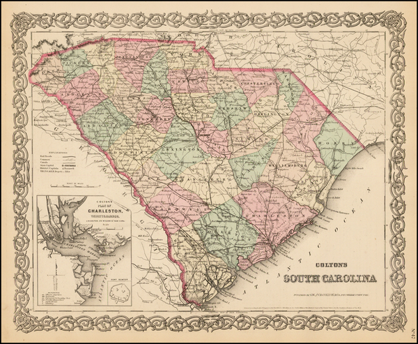 37-Southeast Map By Joseph Hutchins Colton