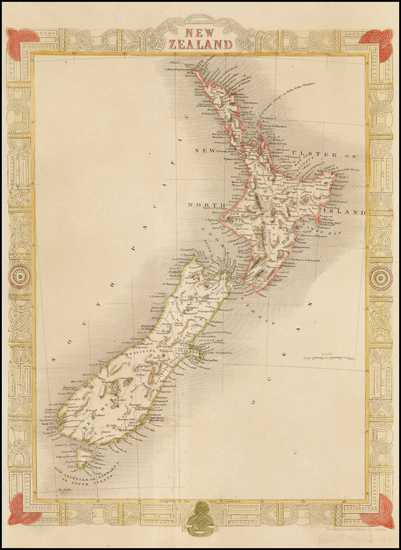 36-New Zealand Map By John Rapkin