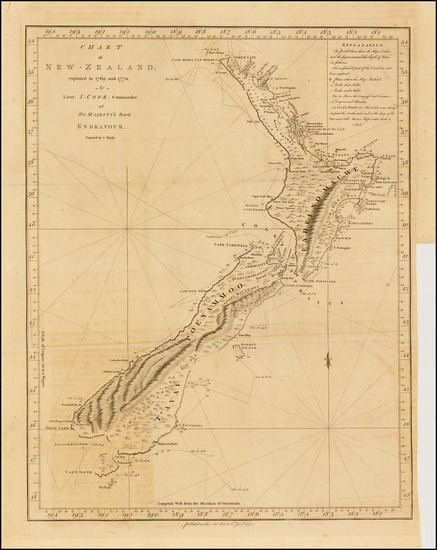 34-New Zealand Map By James Cook