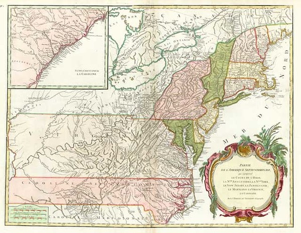 60-New England, Mid-Atlantic and Southeast Map By Didier Robert de Vaugondy