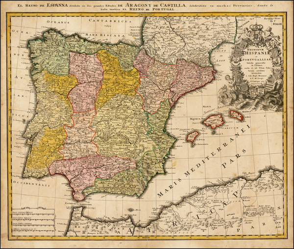 84-Spain and Portugal Map By Johann Baptist Homann