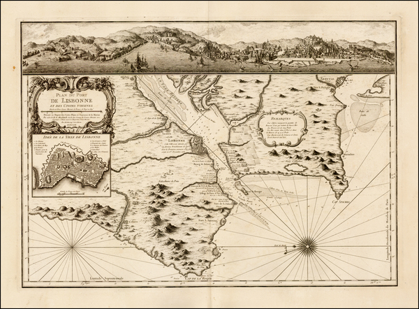 Portugal Map By Jacques Nicolas Bellin