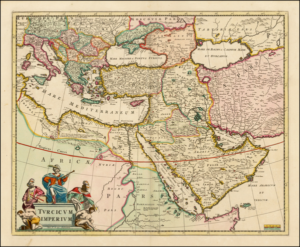 65-Turkey, Mediterranean, Middle East, Turkey & Asia Minor and Greece Map By Frederick De Wit