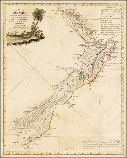 52-New Zealand Map By Antonio Zatta