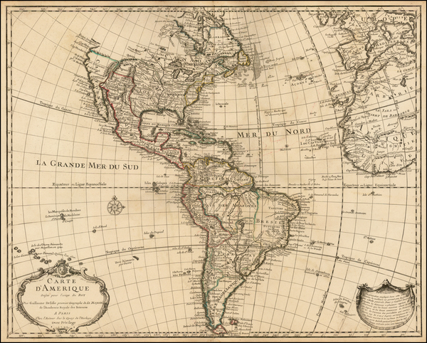 77-South America and America Map By Guillaume De L'Isle