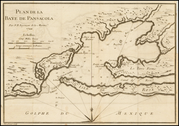 92-Florida Map By Jacques Nicolas Bellin