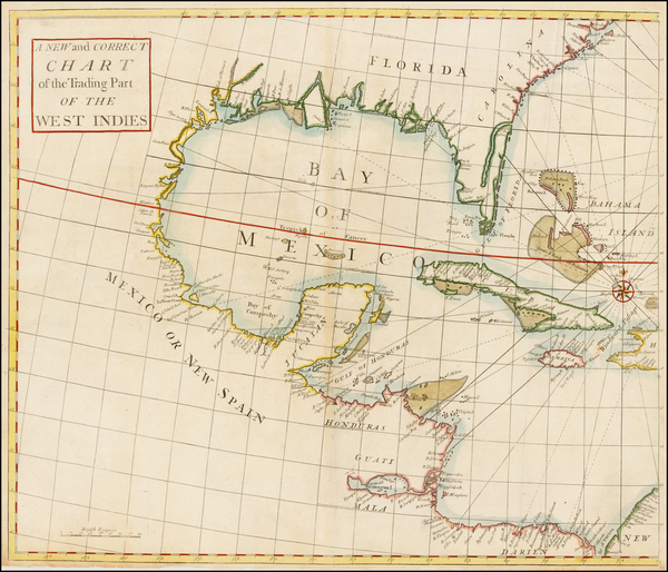 99-South, Southeast, Caribbean and Central America Map By John Senex / Edmond Halley / Nathaniel C