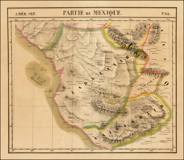 36-Mexico Map By Philippe Marie Vandermaelen