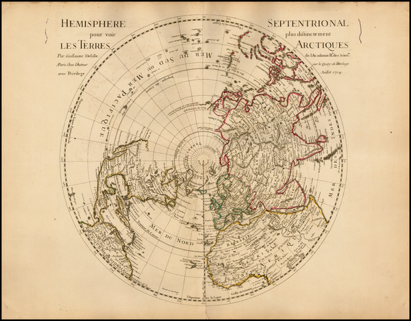 100-Northern Hemisphere, Polar Maps and Pacific Map By Guillaume De L'Isle