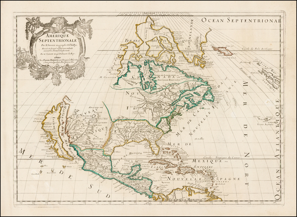 46-North America Map By Guillaume Sanson / Pierre Mariette