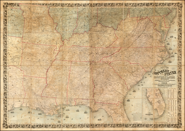 85-South, Southeast and Plains Map By Joseph Hutchins Colton