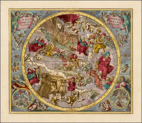 82-Celestial Maps Map By Andreas Cellarius