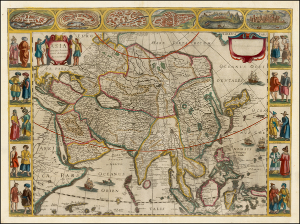 60-Asia and Asia Map By Jodocus Hondius