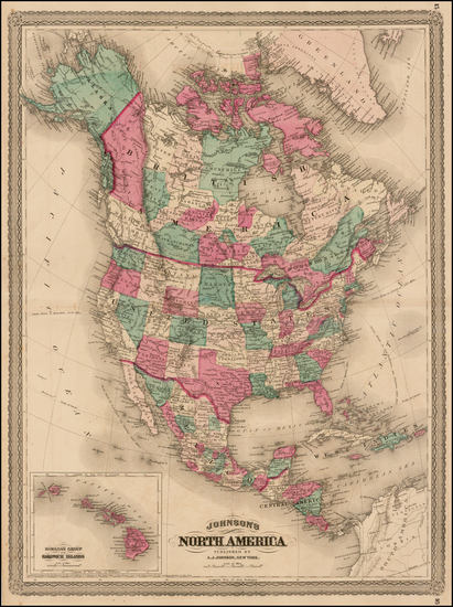 85-North America Map By Alvin Jewett Johnson