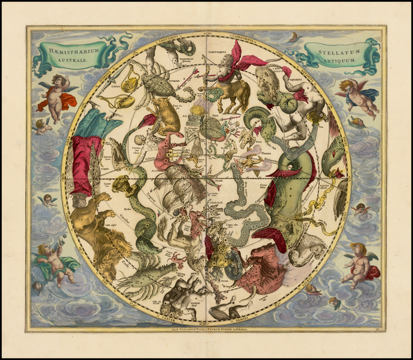 0-Celestial Maps Map By Andreas Cellarius