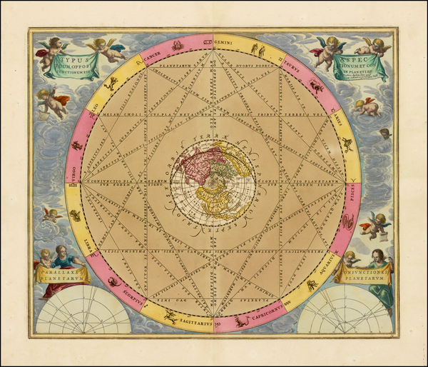 36-Northern Hemisphere, Polar Maps and Celestial Maps Map By Andreas Cellarius