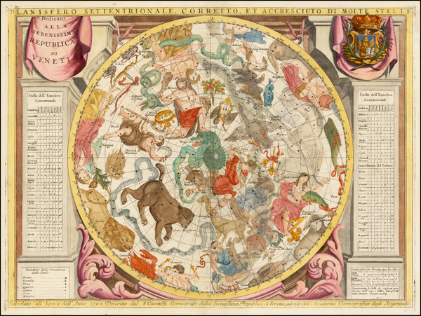 87-Celestial Maps Map By Vincenzo Maria Coronelli