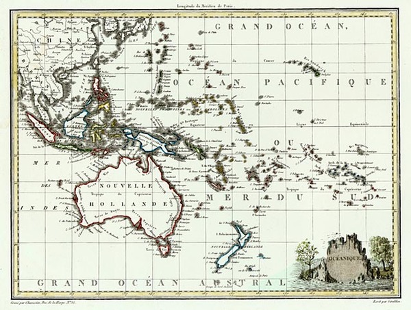 43-Australia & Oceania, Australia, Oceania, New Zealand and Hawaii Map By Conrad Malte-Brun