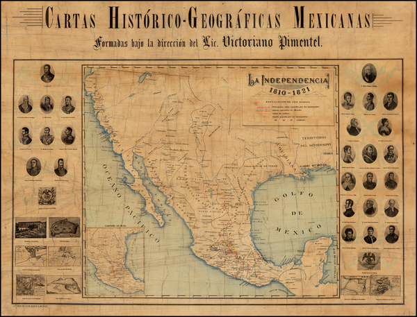 78-Texas, Southwest, Rocky Mountains, Mexico and California Map By Diaz de Leon