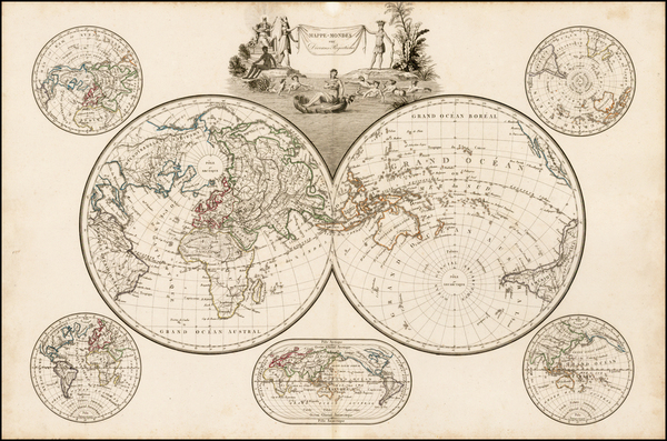 52-World, World and Polar Maps Map By Conrad Malte-Brun