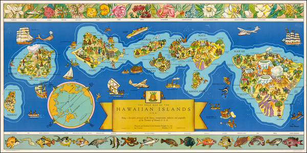 85-Hawaii and Hawaii Map By Hawaiian Pineapple Company