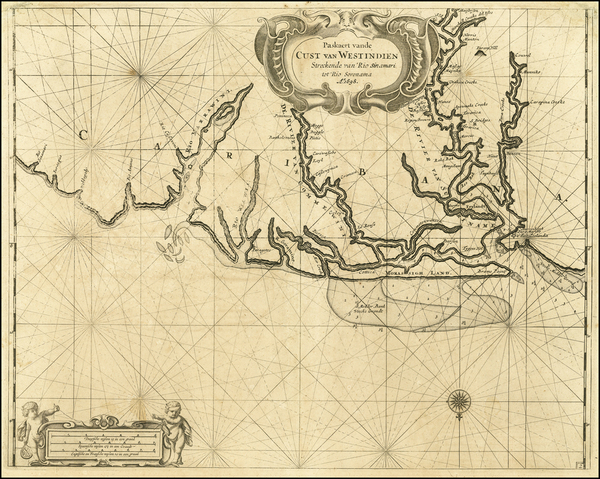 53-South America Map By Arent Roggeveen / Jacobus Robijn