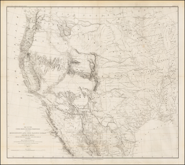 58-Texas, Plains, Southwest, Rocky Mountains and California Map By William Hemsley Emory