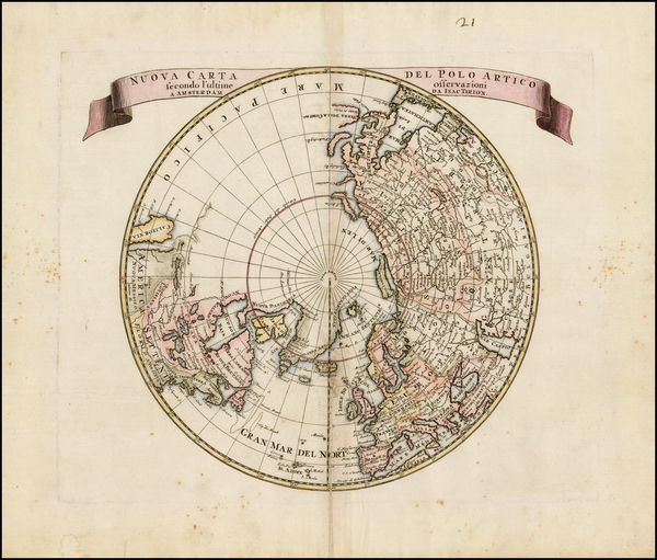 52-Northern Hemisphere, Polar Maps and Canada Map By Isaak Tirion