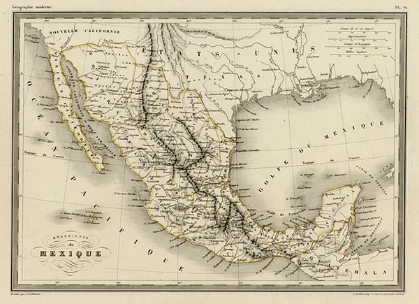 98-Texas, Southwest, Mexico and Baja California Map By Alexandre Vuillemin