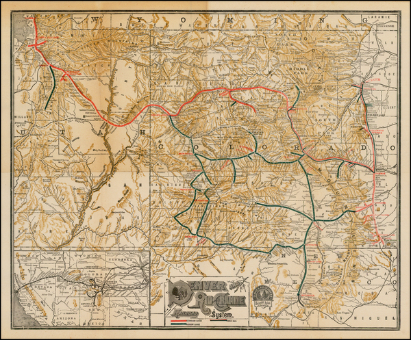 22-Rocky Mountains Map By Denver & Rio Grande RR