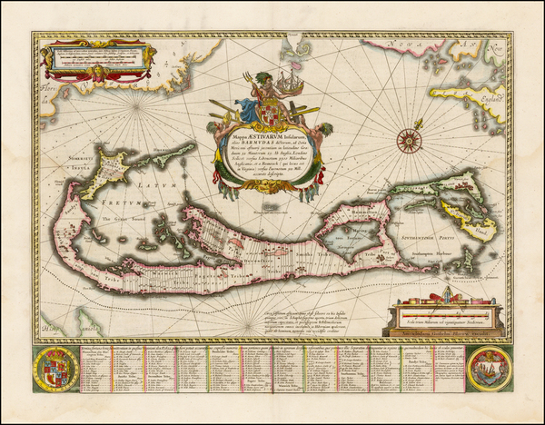 50-Atlantic Ocean and Caribbean Map By Willem Janszoon Blaeu