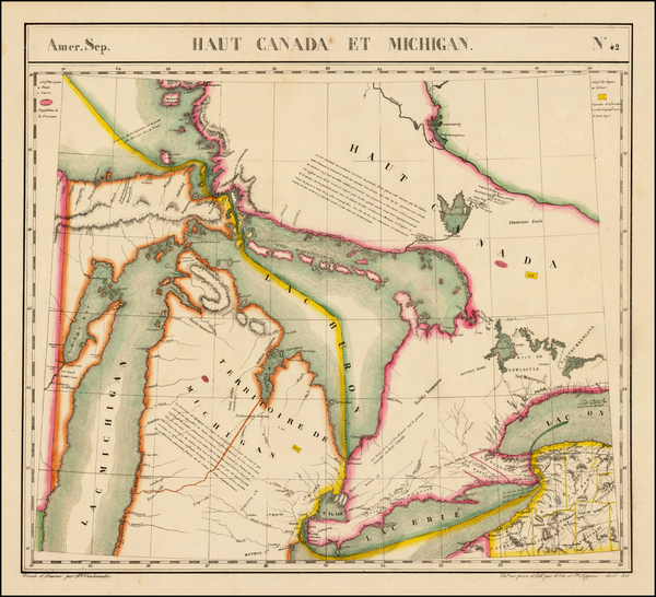 69-Midwest and Canada Map By Philippe Marie Vandermaelen