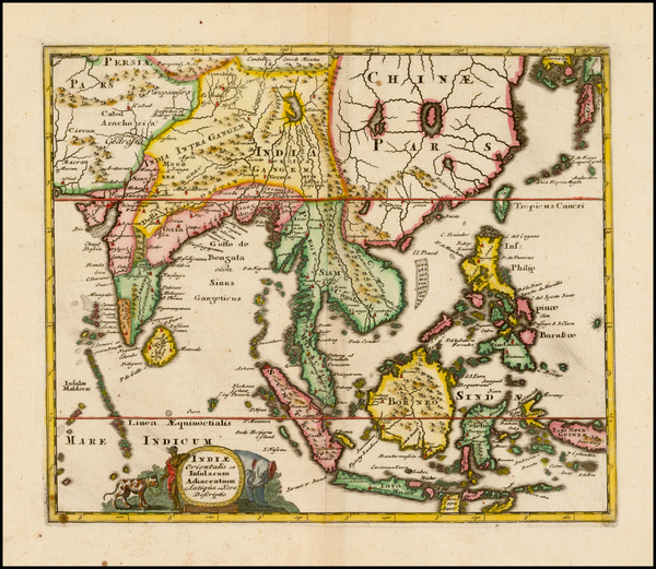 98-China, India, Southeast Asia, Philippines and Other Islands Map By Philipp Clüver