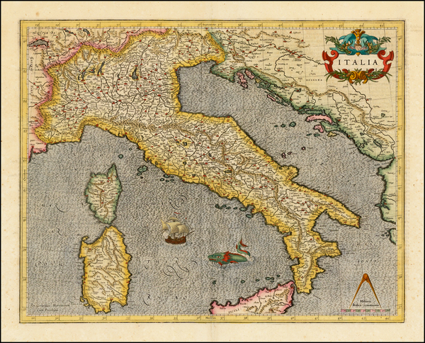 45-Italy Map By  Gerard Mercator