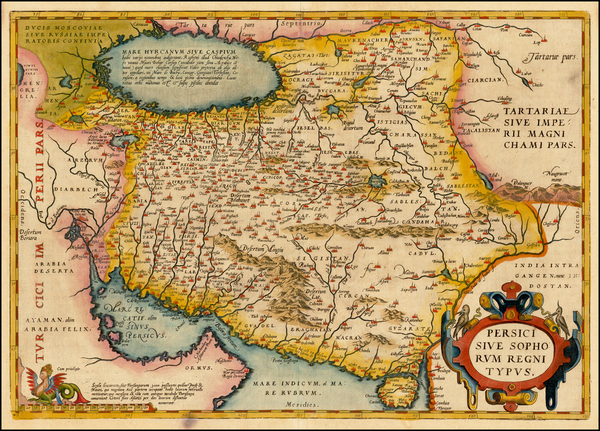 94-Central Asia & Caucasus and Middle East Map By Abraham Ortelius