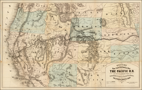 27-Plains, Southwest, Rocky Mountains and California Map By Henry T. Williams