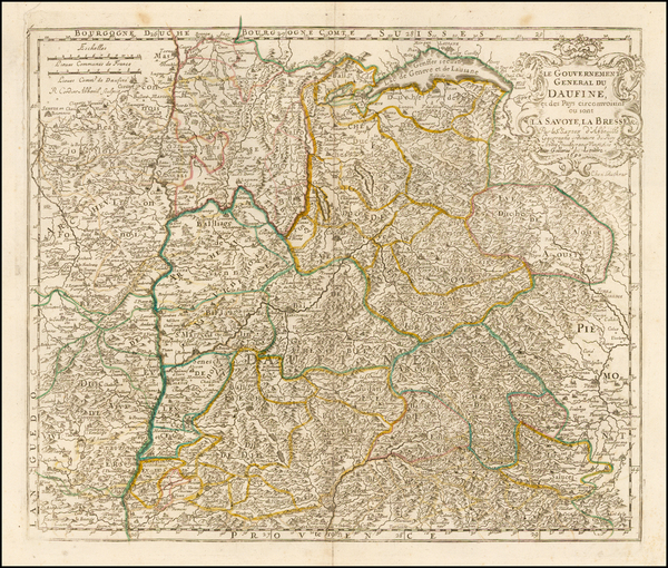 67-Switzerland and France Map By Nicolas Sanson