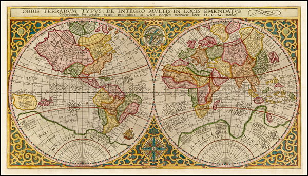 39-World and World Map By Petrus Plancius / Baptista Van Deutecum 