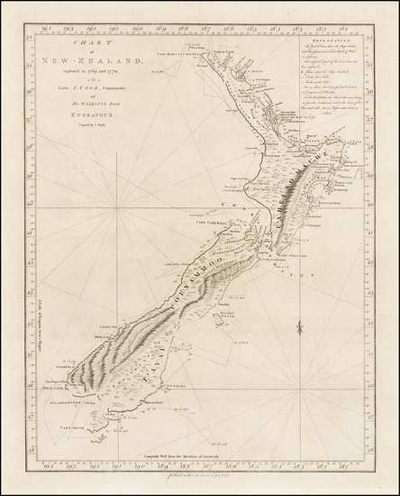 97-New Zealand Map By James Cook