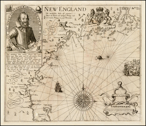 0-New England and Canada Map By John Smith / Levinus Hulsius