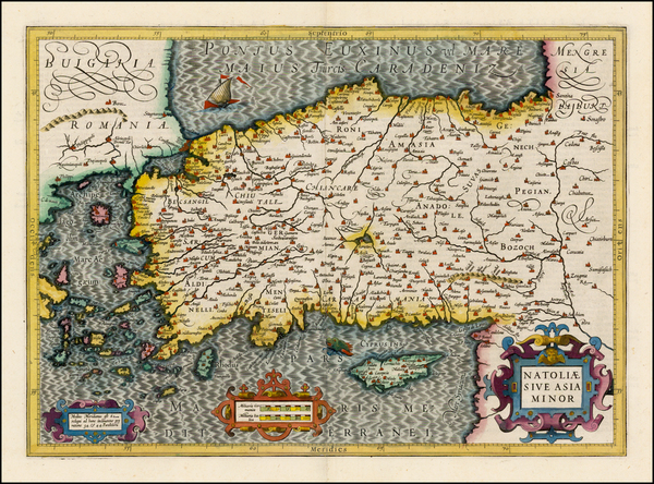 30-Turkey, Turkey & Asia Minor and Balearic Islands Map By Jodocus Hondius