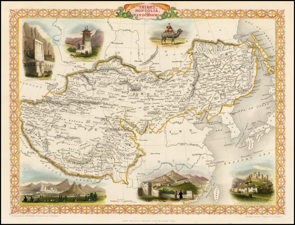 23-China, India, Central Asia & Caucasus and Russia in Asia Map By John Tallis