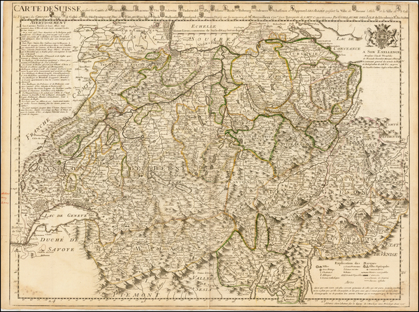 69-Switzerland Map By Guillaume De L'Isle