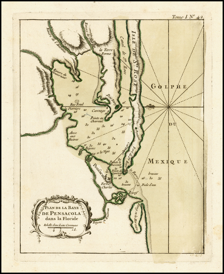 54-Florida Map By Jacques Nicolas Bellin