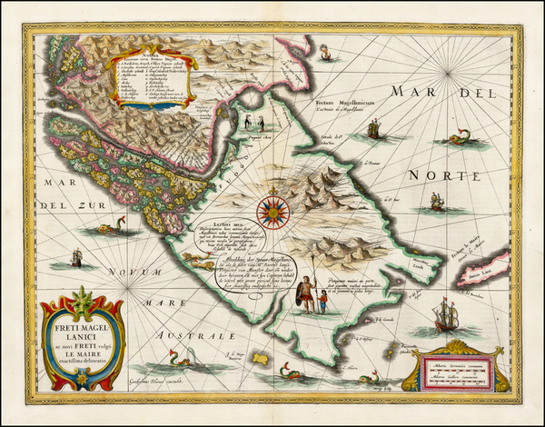 97-Polar Maps and South America Map By Willem Janszoon Blaeu
