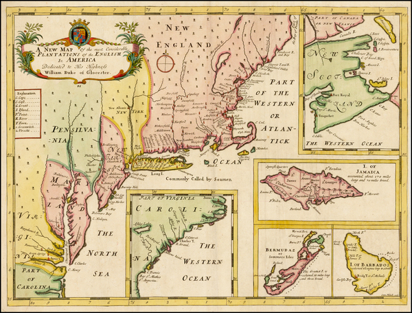 3-New England, Mid-Atlantic, South, Caribbean and Canada Map By Edward Wells