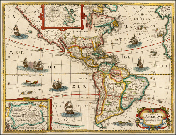 45-South America and America Map By Melchior Tavernier / Petrus Bertius