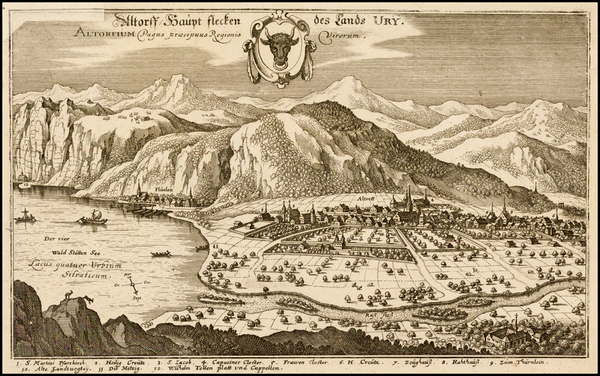 7-Switzerland Map By Matthaus Merian